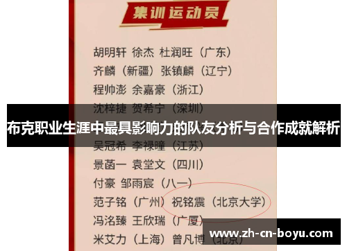 布克职业生涯中最具影响力的队友分析与合作成就解析