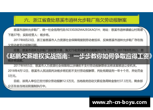 《赵鹏欠薪维权实战指南：一步步教你如何争取应得工资》